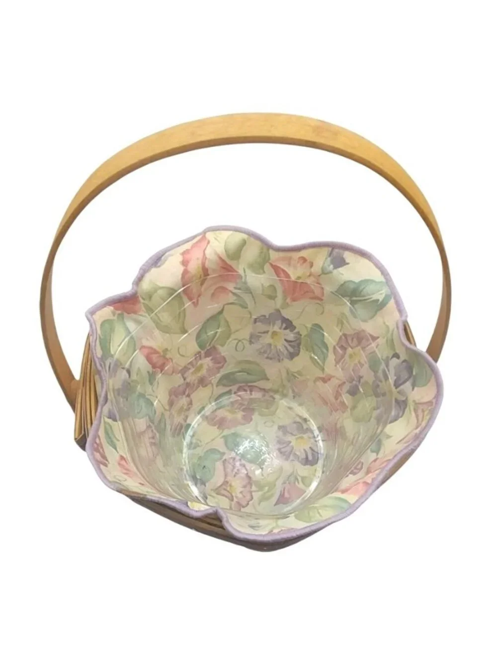 Longaberger Morning Glory Hand Woven May Basket Fabric & Protective Liners Charm